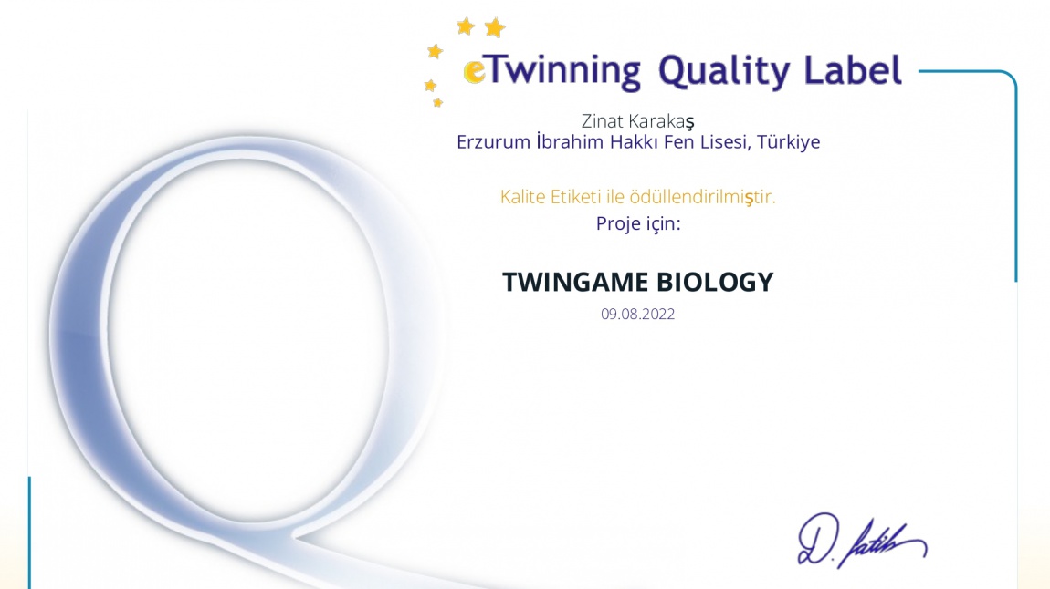Twingame Biology eTwinning Kalite Etiketi Aldı